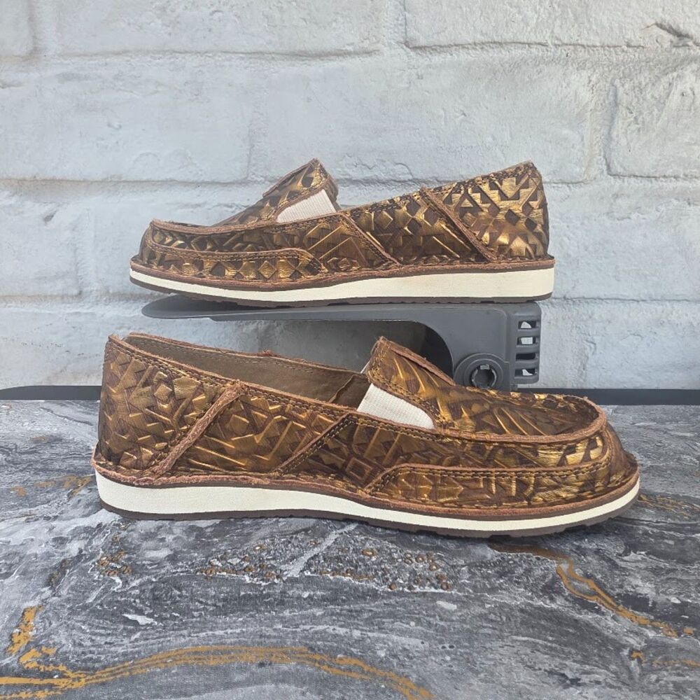 Ariat Women's Cruiser Copper Blanket Tooled Leather Slip On Loafers Shoes 8B - Picture 3 of 8